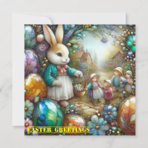 Cartes Pour Fêtes Annuelles Pâques vintage ~ JOYEUSES PÂQUES ~ Lapin ~