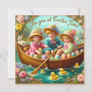 Cartes Pour Fêtes Annuelles Pâques Vintage ~ POUR VOUS À LA PÂQUE ~ Enfants
