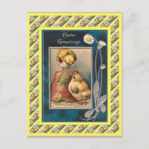 Cartes Pour Fêtes Annuelles Pâques vintages, années 1930, Poussins et pots à f