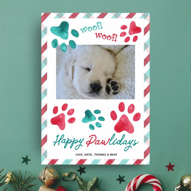 Cartes Pour Fêtes Annuelles Paquets et plaid Happy Pawlidays Photo Chien (Créateur téléchargé)