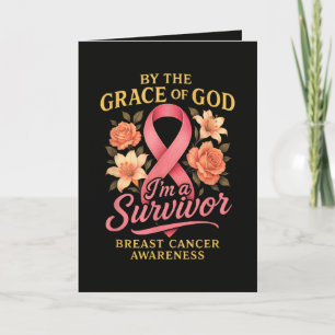 Cartes Pour Fêtes Annuelles Par la grâce de Dieu survivante du cancer du sein