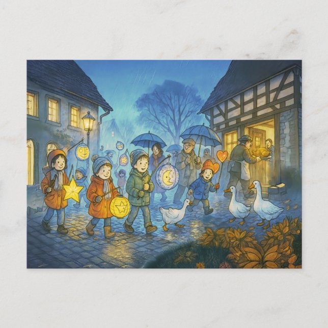 Cartes Pour Fêtes Annuelles Parade de lanternes pour la Saint Martins (Devant)