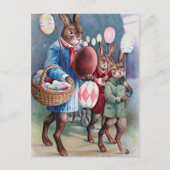 Cartes Pour Fêtes Annuelles Parade de lapin aux lanternes d'oeufs de Pâques (Devant)
