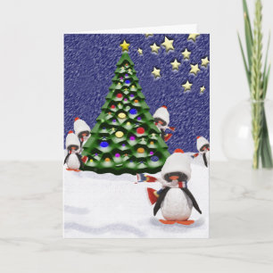Cartes Pour Fêtes Annuelles Paradis de Noël de pingouin Art personnalisé