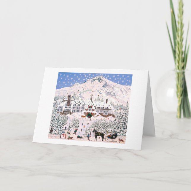 Cartes Pour Fêtes Annuelles Paradis des flocons de neige ~ Timberline Lodge Mo (Devant)