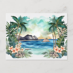 Cartes Pour Fêtes Annuelles Paradis tropical Watercolor Beach Vacances