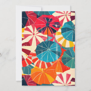 Cartes Pour Fêtes Annuelles Parapluie Rétro Jour de Pluie Pop Art