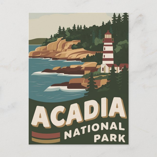 Cartes Pour Fêtes Annuelles Parc national Acadia Phare Voyage d'art (Devant)