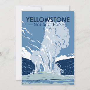 Cartes Pour Fêtes Annuelles Parc national de Yellowstone Vieux fidèles Vintage