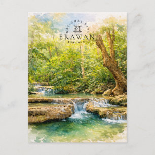 Cartes Pour Fêtes Annuelles Parc national d'Erawan Thaïlande Cascade