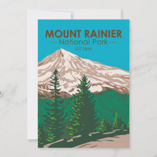 Cartes Pour Fêtes Annuelles Parc national du Mont Rainier Washington Vintage