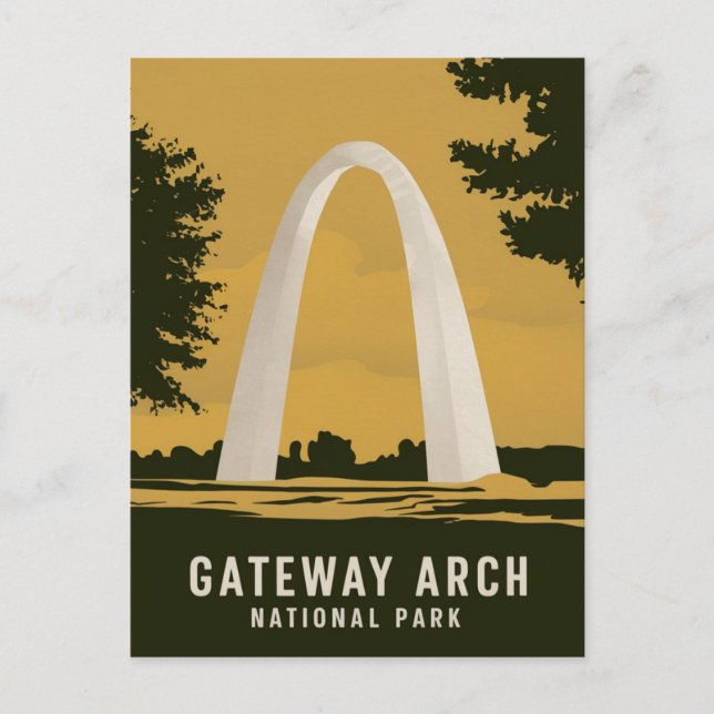 Cartes Pour Fêtes Annuelles Parc national Gateway Arch Art de voyage rétro (Devant)
