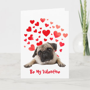 Cartes Pour Fêtes Annuelles Parce que je t'aime Woof Pug Chien Saint-Valentin