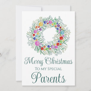 Cartes Pour Fêtes Annuelles Parents Colorée couronne de Noël