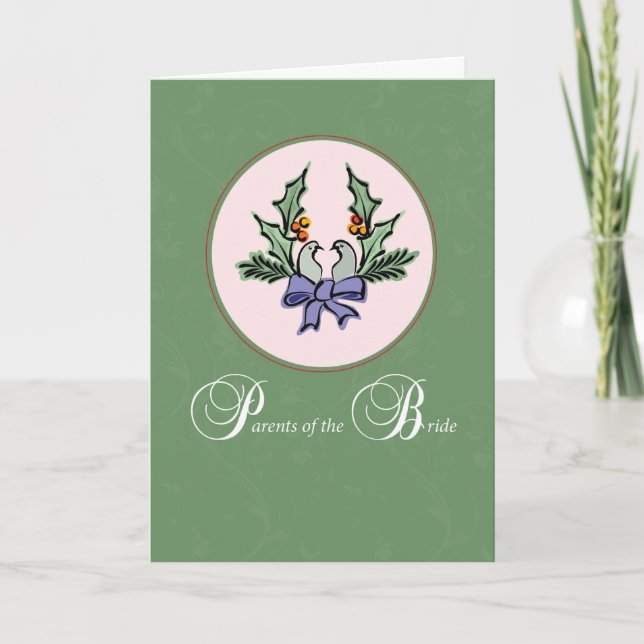 Cartes Pour Fêtes Annuelles Parents de mariée, Doves de tortue de Noël (Devant)