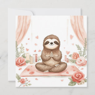 Cartes Pour Fêtes Annuelles Paresseux dans un cours de yoga le jour de la Sain