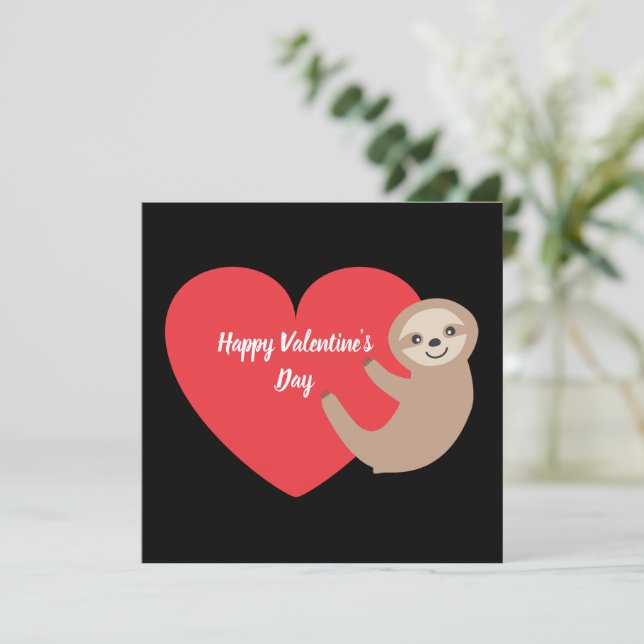 Cartes Pour Fêtes Annuelles Paresseux de la Saint-Valentin  (Debout devant)