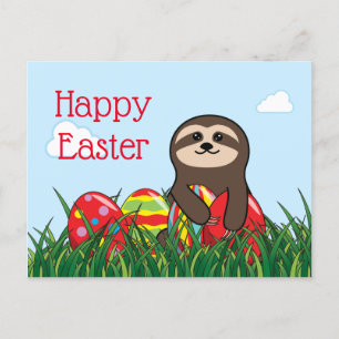 Cartes Pour Fêtes Annuelles Paresseux de Pâques & Œufs Joyeuses Pâques