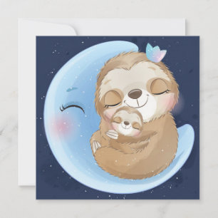 Cartes Pour Fêtes Annuelles Paresseux Mignon Et Bébé