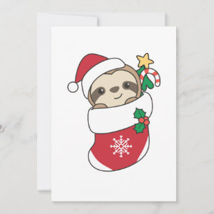 Cartes Pour Fêtes Annuelles Paresseux Noël Neige Animaux d'hiver Paresseux