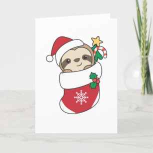 Cartes Pour Fêtes Annuelles Paresseux Noël Neige Animaux d'hiver Paresseux