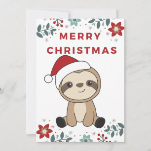 Cartes Pour Fêtes Annuelles Paresseux Noël Neige Hiver Animaux Paresseux Fêtes
