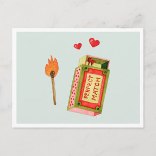 Cartes Pour Fêtes Annuelles Parfait Accord   Saint-Valentin aquarelle mignon