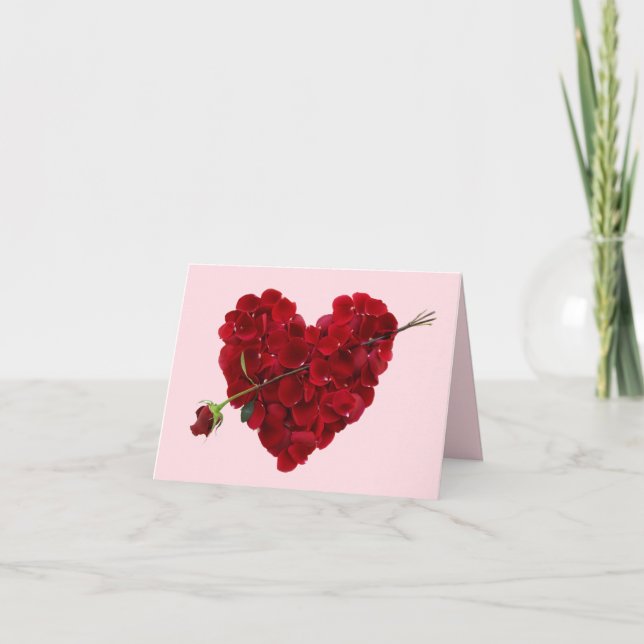 Cartes Pour Fêtes Annuelles Parfaite Red Rose Heart with Arrow Greeting Card (Devant)