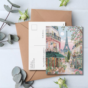 Cartes Pour Fêtes Annuelles Paris Été Voyage Fantaisiste Tour Eiffel Floral
