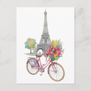 Cartes Pour Fêtes Annuelles Paris Été Voyage Fantaisiste Tour Eiffel Floral