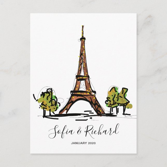 Cartes Pour Fêtes Annuelles Paris Fiançailles, cadeau d'anniversaire (Devant)