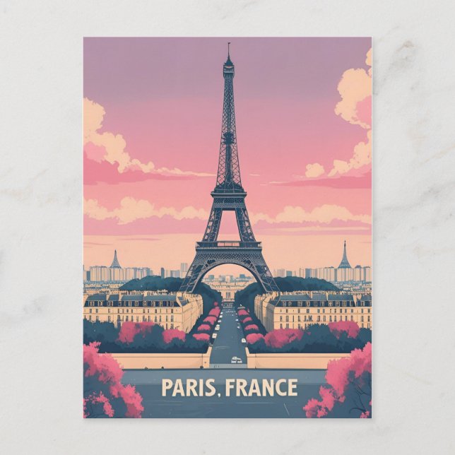 Cartes Pour Fêtes Annuelles Paris France Tour Eiffel_ City Skyline (Devant)