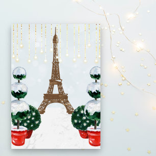 Cartes Pour Fêtes Annuelles Paris Hiver Tour Eiffel Noël opiacé