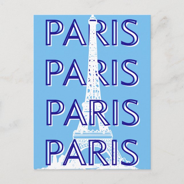 Cartes Pour Fêtes Annuelles Paris Travel Art, Travel Art, Preppy Art, Bleu (Devant)