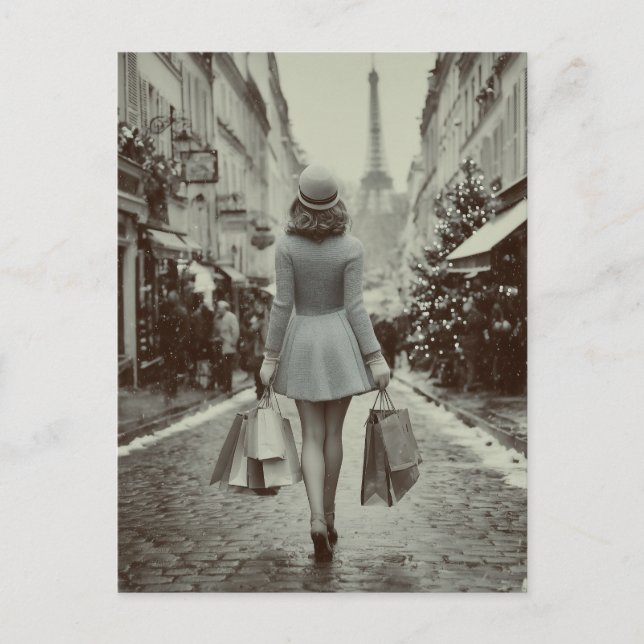 Cartes Pour Fêtes Annuelles Paris Winter Shopping Stroll (Devant)