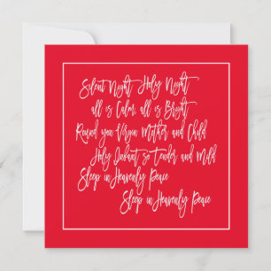 Cartes Pour Fêtes Annuelles Paroles de Noël Carol Silence Night White Red