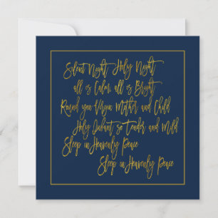 Cartes Pour Fêtes Annuelles Paroles de Noël Carol Silent Night Gold Navy