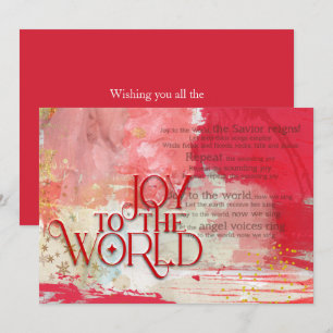 Cartes Pour Fêtes Annuelles Paroles de Noël Joie Au Monde Rouge et Or