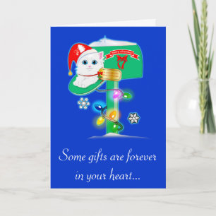 Cartes Pour Fêtes Annuelles Parrain : Kitten de Noël dans la boîte aux lettres