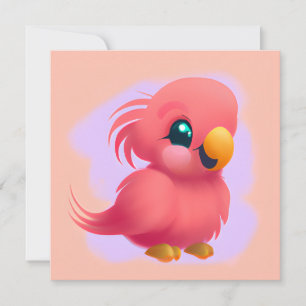 Cartes Pour Fêtes Annuelles Parrot de bébé rose mignon et adorable