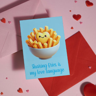 Cartes Pour Fêtes Annuelles Partager des frites est mon langage de l'amour Fun
