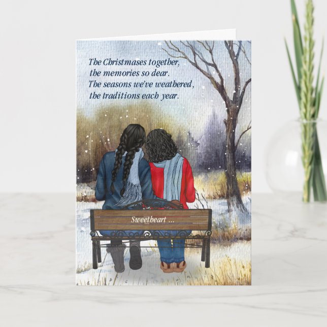 Cartes Pour Fêtes Annuelles Partenaire de vie Couple de lesbiennes afro-améric (Devant)