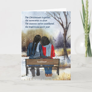 Cartes Pour Fêtes Annuelles Partenaire de vie Couple de lesbiennes afro-améric