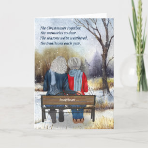 Cartes Pour Fêtes Annuelles Partenaire de vie Noël Couple de Lesbiennes Senior