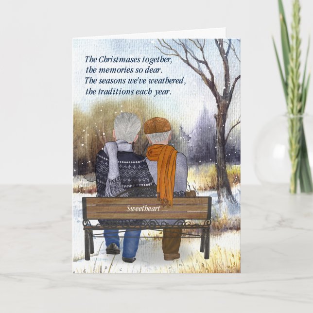 Cartes Pour Fêtes Annuelles Partenaire de vie Noël Couple gay senior Hiver (Devant)