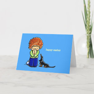 Cartes Pour Fêtes Annuelles Partenaires de prière Boy w Dachshund Personnalisé