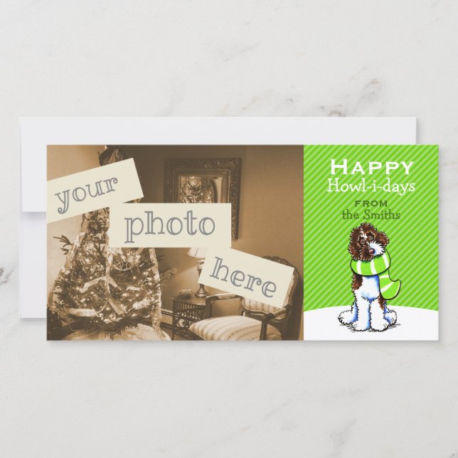 Cartes Pour Fêtes Annuelles Parti Labradoodle Écharpe Noël Vert moderne (Devant)