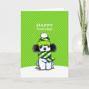 Cartes Pour Fêtes Annuelles Parti Poodle Plaid Écharpe Noël Vert Custom