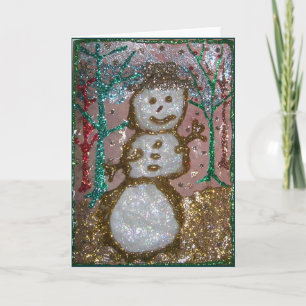 Cartes Pour Fêtes Annuelles Parties scintillant 3D Snowman Collage