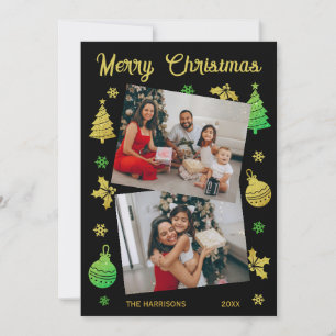 Cartes Pour Fêtes Annuelles Parties scintillant Arbre de Noël Jolly Leaf photo